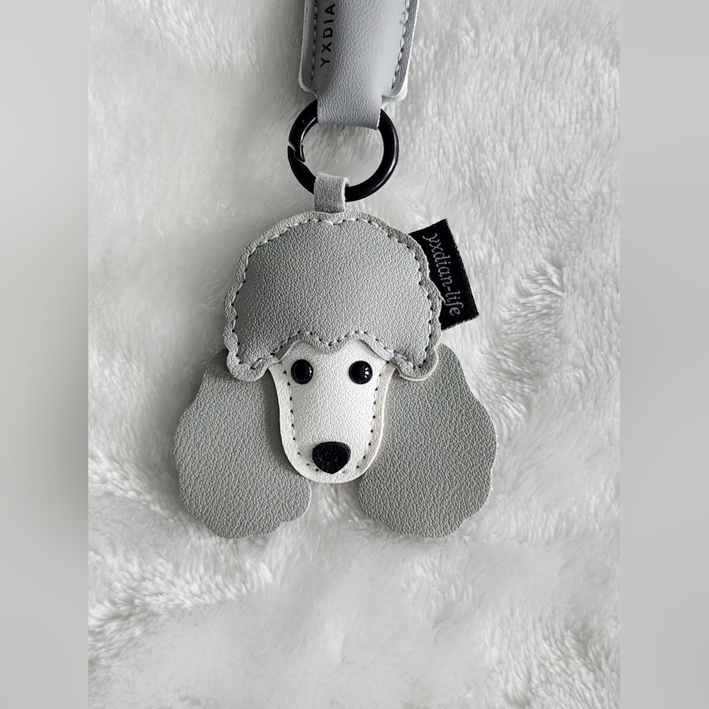 Poodle Dog Keychain Charm - Gray Bag Charm - Picture 2 of 3